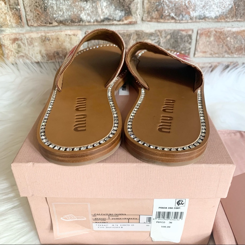 MIU MIU Calzature Donna Embroidery Slide Sandal 6 - Picture 12 of 15